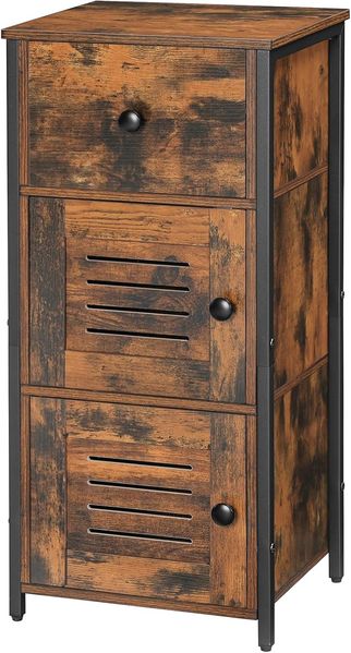 HOOBRO Beistellschrank mit Schublade, Kommode Schrank Vintage, Schmaler Schrank, Verstellbaren Ablagen, Kleiner Telefonschrank, Wohnzimmer, Schlafzimmer, Büro, Flur EBF15CW01