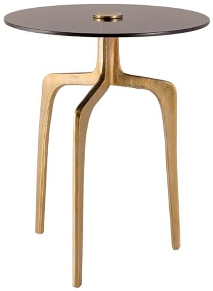 riess-ambiente Beistelltisch ABSTRACT Ø60cm messing gold / schwarz (Einzelartikel, 1-St), Wohnzimmer · Metall · rund · handmade · Nachttisch · Modern Design