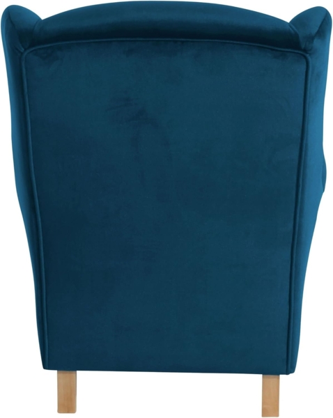 Ohrensessel Karlen Bezug Samtvelours Buche natur / petrol 22042 Bild 5