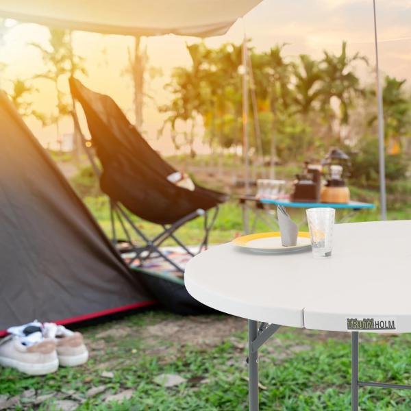 Klapptisch rund Ø 120 cm Höhe 74 cm Kunststoff / Stahl pulverbeschichtet Campingtisch Partytisch Bild 2