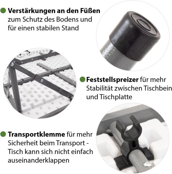 Klapptisch rund Ø 120 cm Höhe 74 cm Kunststoff / Stahl pulverbeschichtet Campingtisch Partytisch Bild 7