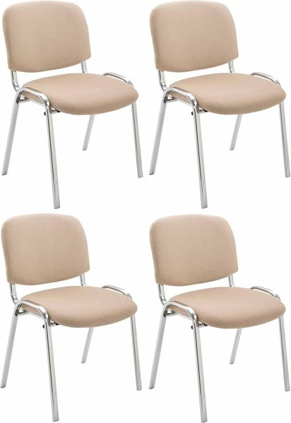 CLP 4er Set Stühle Ken Chrom Stoff gepolstert,creme
