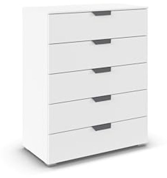 rauch Aditio Box, Kommode, 5 Schubladen, mit Softclose-Funktion, Farbe Weiß, BxHxT 80x100x43cm