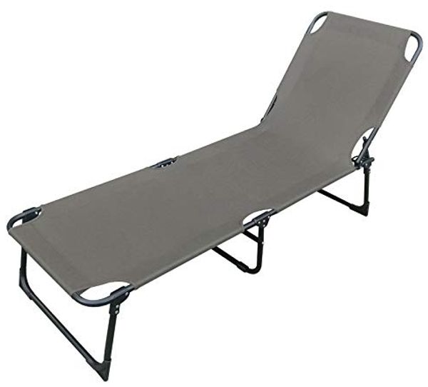 3-Bein Gartenliege Sonnenliege Strandliege Gartenmöbel Liegestuhl klappbar 188cm grau