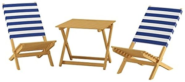 Erst-Holz V-10-351 2 Stühle mit Tisch, Buche, blau/weiß