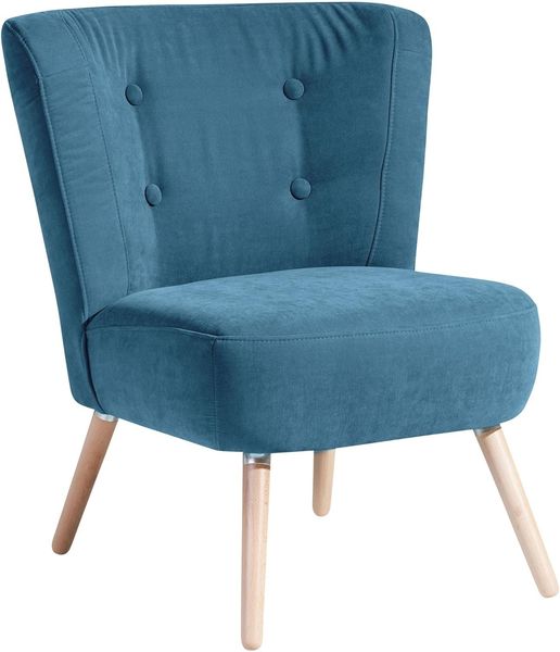 Sessel Kassi Bezug Veloursstoff Buche natur / petrol 22382