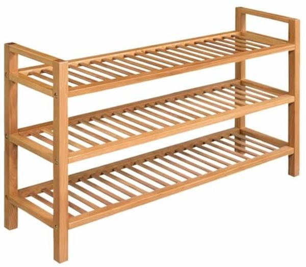 vidaXL Schuhregal mit 3 Etagen 100x27x60 cm Massivholz Eiche 244209
