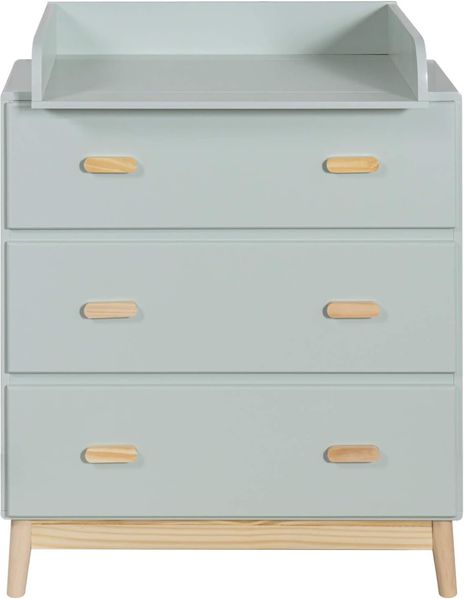 Rebecca Mobili Kommode mit Wickeltisch, Wickeltisch Kommode, Aqua Grün Braun, Kiefern MDF, Kompakt, mit Abnehmbarem Wickeltisch - Maße HxBxT: 100 x 80 x 42 cm - Art. RE6985