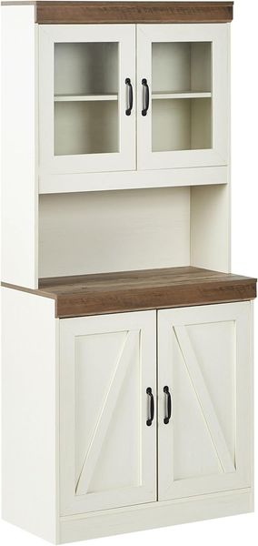Vitrine mit Glastüren KALBARRI 80 cm Braun Weiß