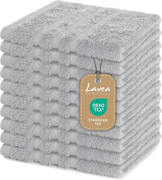 Lavea Seiftuch Elena, 30x30cm aus 100% Baumwolle, einzigartig weiche Seiftücher (Set, 10-St), ideal für die schonende Reinigung von Gesicht und Händen