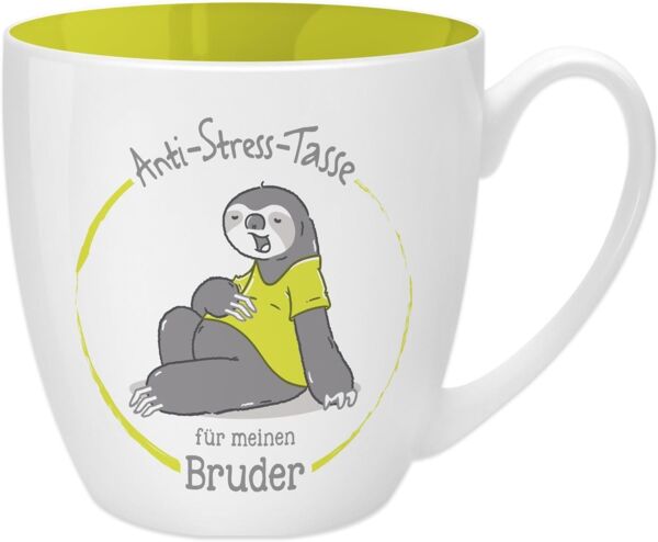 GRUSS & CO Anti-Stress-Tasse Motiv "Bruder" | Tasse mit Spruch, 45 cl, New Bone China | Geschenktasse | 45508