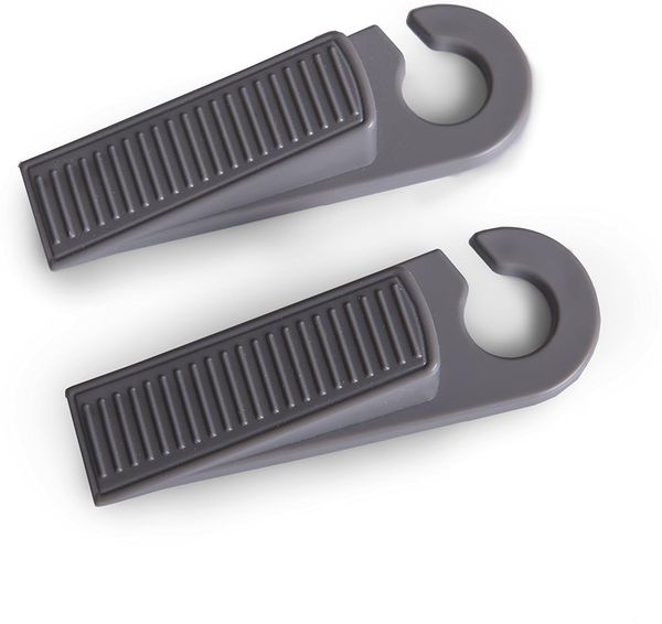Hauck Stop Me Türstopper, Türkeil, Fingerschutz für Baby und Kleinkind, Türpuffer, 2 Stück, grau