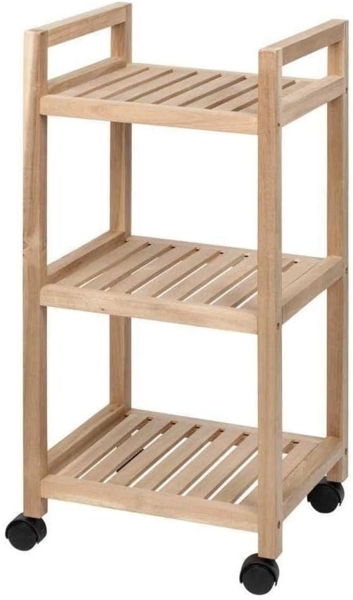 Badregal auf Rollen ACINA mit 3 Ablagen, Akazienholz, Wenko Bild 2