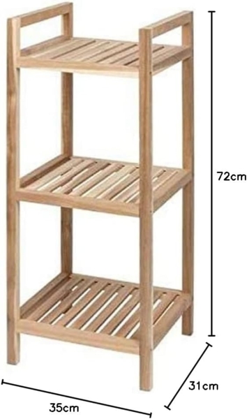 Badregal auf Rollen ACINA mit 3 Ablagen, Akazienholz, Wenko Bild 10