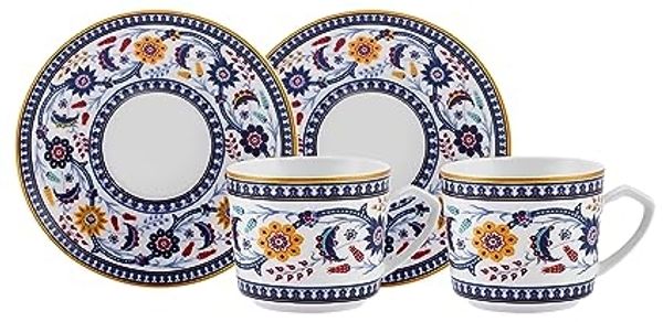 Karaca Kaffeeservice Linden 2 Personen Kaffeetassen Set 80 ml, 2 Personen