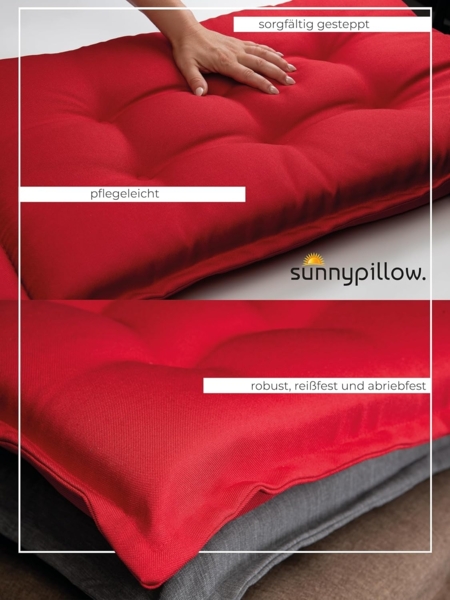 sunnypillow 2er Set Gartenstühle und Gartenstuhlauflagen Hochlehner | 120 x 50 x 9 cm Hochlehner Auflage wasserdicht UV-lichtecht | Klappsessel Klappstuhl für Garten Polsterauflagen Stuhlauflage | Rot Bild 6