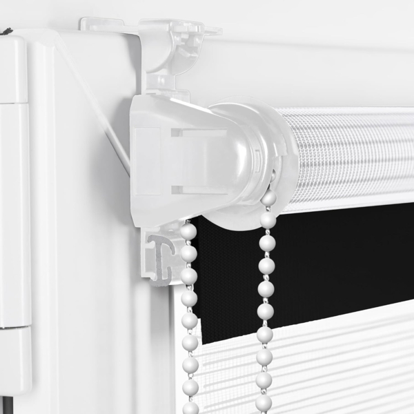 Doppelrollo Klemmfix ohne Bohren 105x210 cm Schwarz/Weiß Duo Rollo Klemmrollo Sonnenschutzrollo Fensterrollo für Fenster & Türen Zebrarollo Seitenzugrollo Bild 2