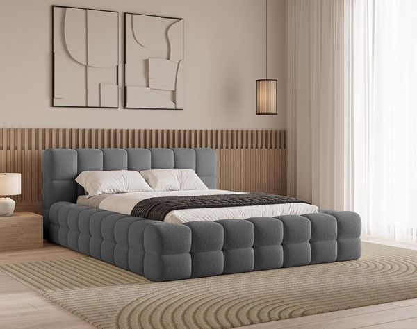 Chilly Möbel Polsterbett Verona Dunkelgrau Bouclé Stoff 180x200 cm mit Stauraum Quelle 92
