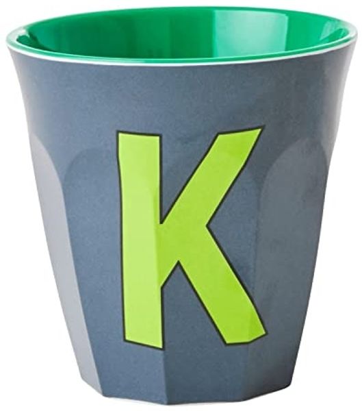 Rice Dark Grey Print Melamin Becher Buchstabe K