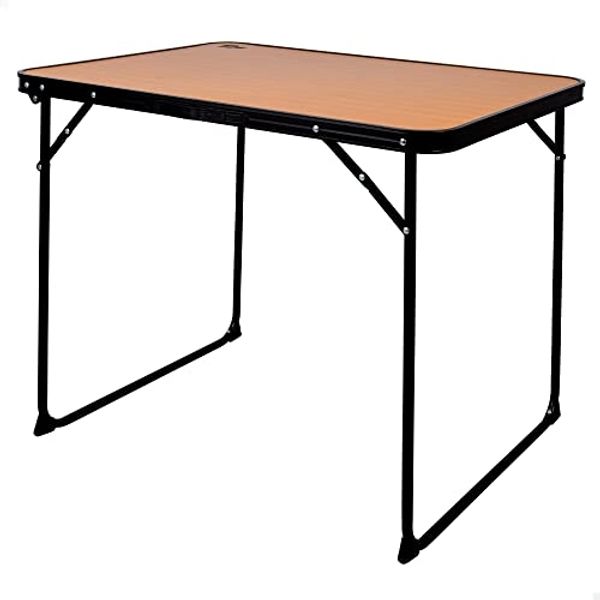 AKTIVE Hoher Klapptisch, 80 x 60 x 67 cm, Kippschutz, Stahlrahmen, MDF-Tischplatte in Bambusoptik, Tragegriff, Camping-, Strand-, Gartentische (63017)