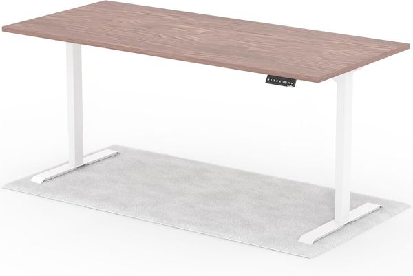 elektrisch höhenverstellbarer Schreibtisch DESK 200 x 90 cm - Gestell Weiss, Platte Walnuss