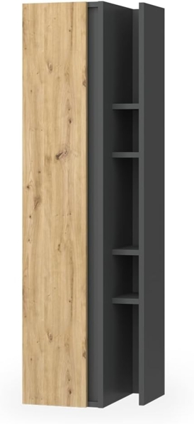 Badschrank Edelin Anthrazit/Artisan 35 x 120 cm mit 4 Ablagefächern Vicco