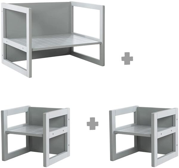 roba Sitzgruppe für Kinder - 2 Hocker & eine zum Tisch umwandelbarer Kinderbank Bild 5
