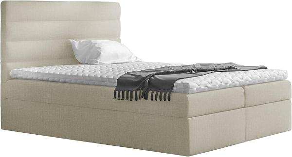 99rooms Adelasia Boxspringbett Strukturstoff INARI Beige 180 x 200 cm