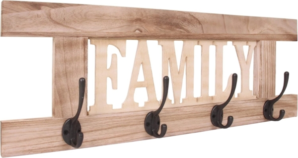 Wandgarderobe HWC-C60 Family, Garderobe Garderobenpaneel, Shabby-Look Vintage 60x21cm ~ naturbraun