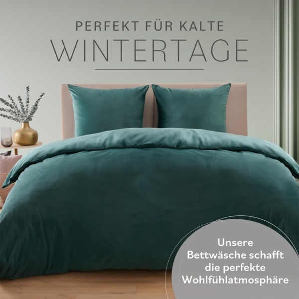 Blumtal Bettwäsche Cashmere-Touch Plüsch, warme Winterbettwäsche + Kopfkissenbezug Bild 3