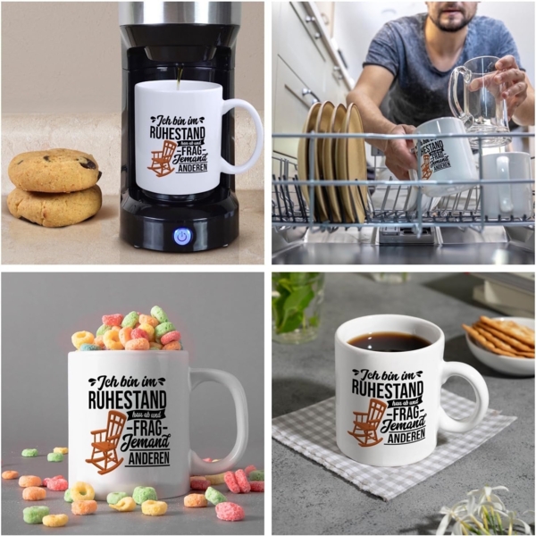 speecheese Tasse Rente Kaffeebecher mit Spruch für Rentner Ich bin im Ruhestand hau ab Bild 5
