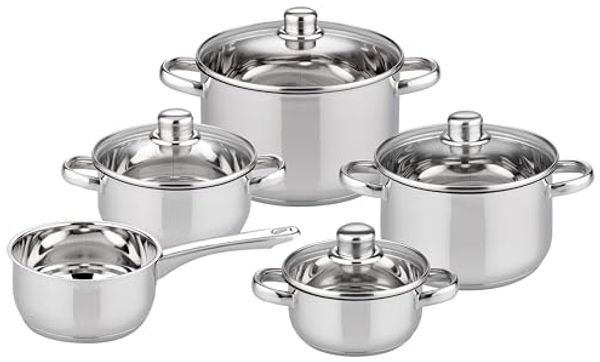 Elo 'Galactica' Topfset mit Innenskalierung und Abgießrand, 5-teilig, Edelstahl silber