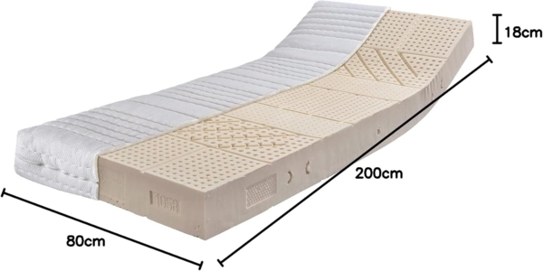 Latexmatratze Latexmatratze Komfort-NATURA Härtegrad H2 (RG.., RAVENSBERGER Matratzen, 17 cm hoch, Härtegrad H 2 (RG 75) 80x200 cm mit Baumwoll-Doppeltuch-Bezug Bild 2