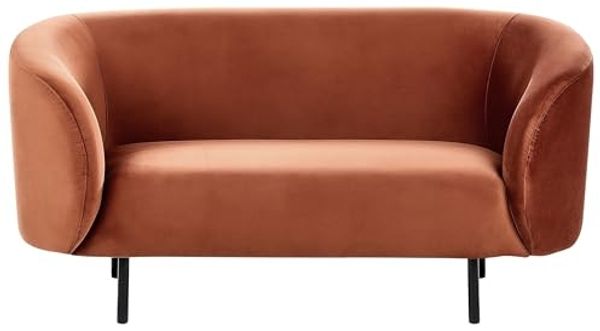 2-Sitzer Sofa Samtstoff orange schwarz LOEN