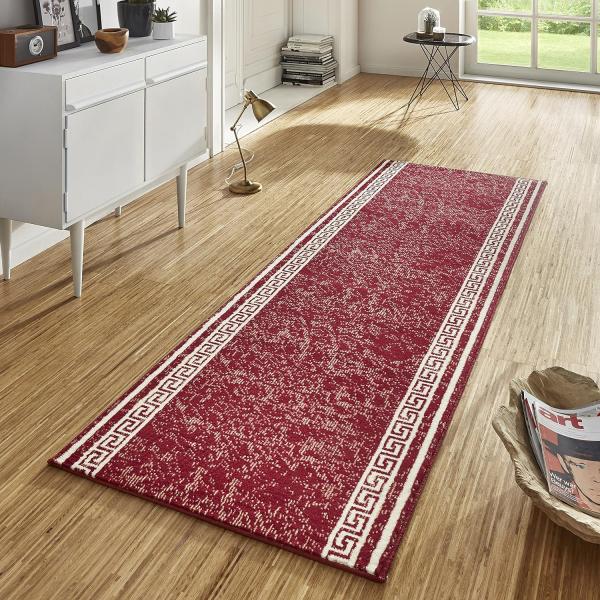 Kurzflor Teppich Läufer Casa Rot - 80x250x0,9cm