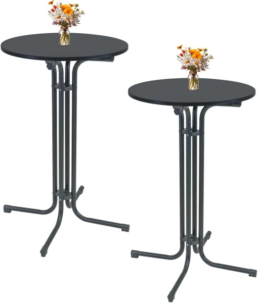 2x Stehtisch klappbar Ø 70 cm Höhe 110 cm Stahl Gastrotisch Partytisch Bistrotisch in Anthrazit