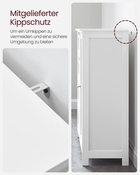 Vasagle Badezimmerschrank mit 4 Schubladen und verstellbarer Ablage, MDF weiß, 82 x 30 x 55 cm Bild 7