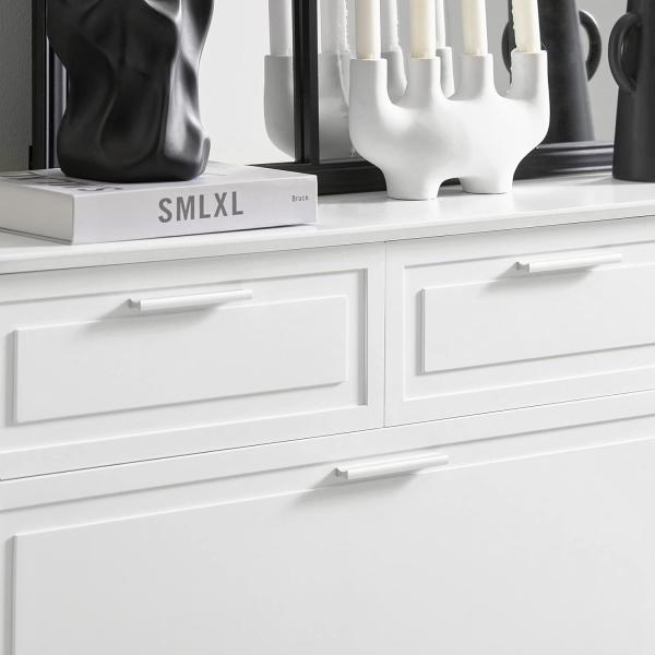 Schuhschrank mit 2 Klappen und 2 Schubladen MDF PB Weiß FSR104-W Bild 9