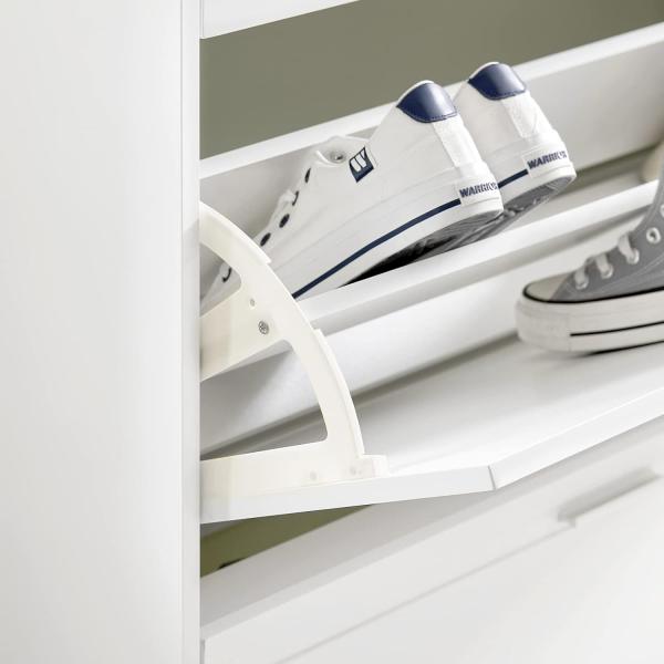 Schuhschrank mit 2 Klappen und 2 Schubladen MDF PB Weiß FSR104-W Bild 6