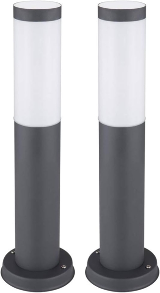 2er Set RGB LED Sockelleuchte, Edelstahl anthrazit, H 45 cm