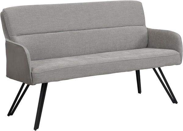 byLIVING Bank Tino/Webstoff und Mikrofaser Bezug und Gestell in schwarz/Aufgedoppelter Rücken/Küchenbank, Sitzbank, Esszimmerbank/B 140 x H 94 x T 67 cm (Hellgrau)
