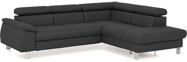 Mivano Ecksofa Micky mit Ottomane / L-Form-Sofa mit Schlaffunktion, Stauraum und Kopfteilverstellung / 249 x 72 x 207 / Kunstleder, Schwarz