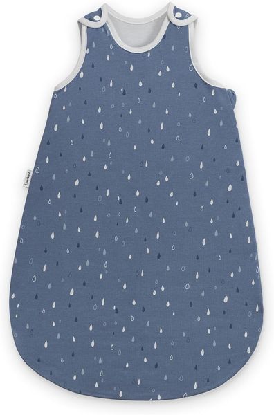 Ehrenkind® Baby Sommerschlafsack Rund | Bio-Baumwolle | Sommer Schlafsack Gr. 50/56 Jeansblau Tropfen | Schlafsack Baby Schlafsack Kinder