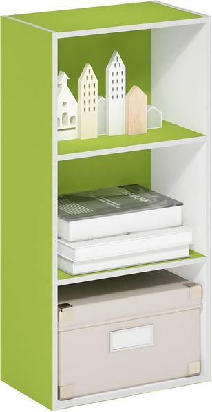 Furinno Luder Bücherregal mit 3 Ebenen, Holz, weiß/grün, 3-Tier