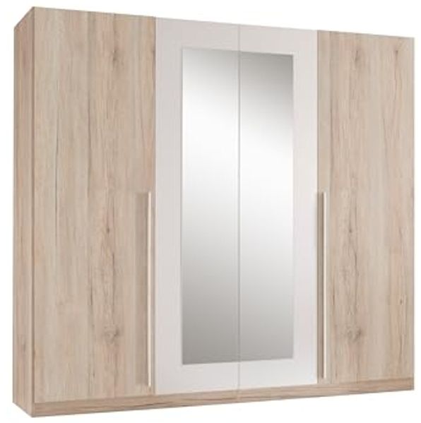 Stella Trading Kleiderschrank, Holzwerkstoff, Weiß-Eiche San Remo Hell Nachbildung, BxHxT 228 x 213 x 62 cm