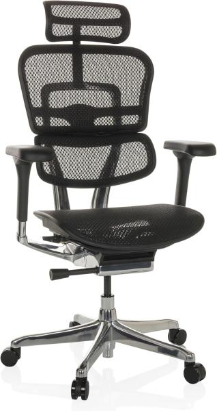 hjh OFFICE Bürostuhl ERGOHUMAN I Netz ergonomischer Bürosessel mit Flexibler Lordosenstütze, Schwarz, 652277