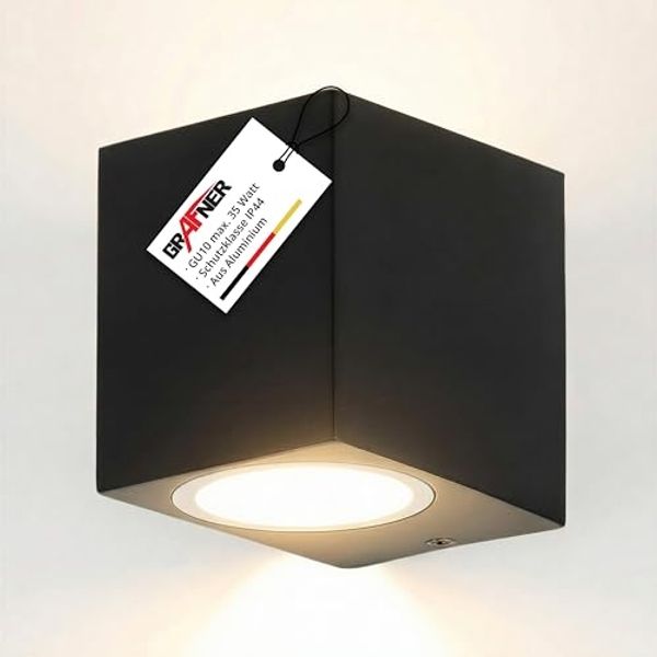 Grafner® Aluminium Wandlampe 37SQWB Wandleuchte Lichtschein Down/Unten in schwarz