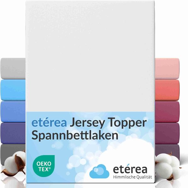 etérea Jersey Topper Spannbettlaken Spannbetttuch Weiss 180x200 - 200x200 cm