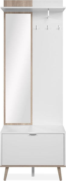 Finori Göteborg 42A Kompaktgarderobe, weiß / Dekor Sonoma Eiche | Maße: B x H x T ca. 68 x 195 x 32 cm