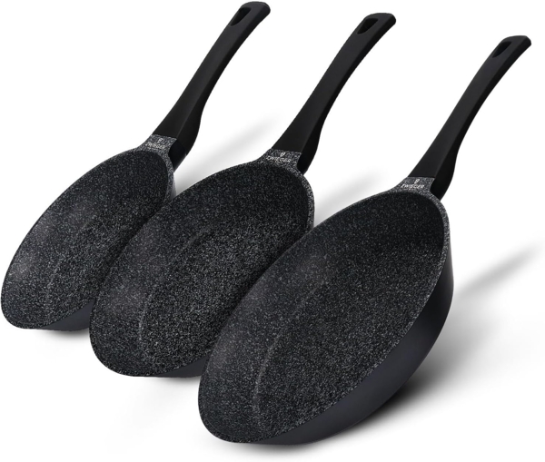 ZWIEGER Aluguss Pfannenset Induktion – 3-teiliges Set: Bratpfannen 28 cm, 24 cm und 20 cm. Aluguss, vollflächiger Edelstahlboden, für alle Herdarten geeignet – Antihaft, PFOA- & PFOS-frei